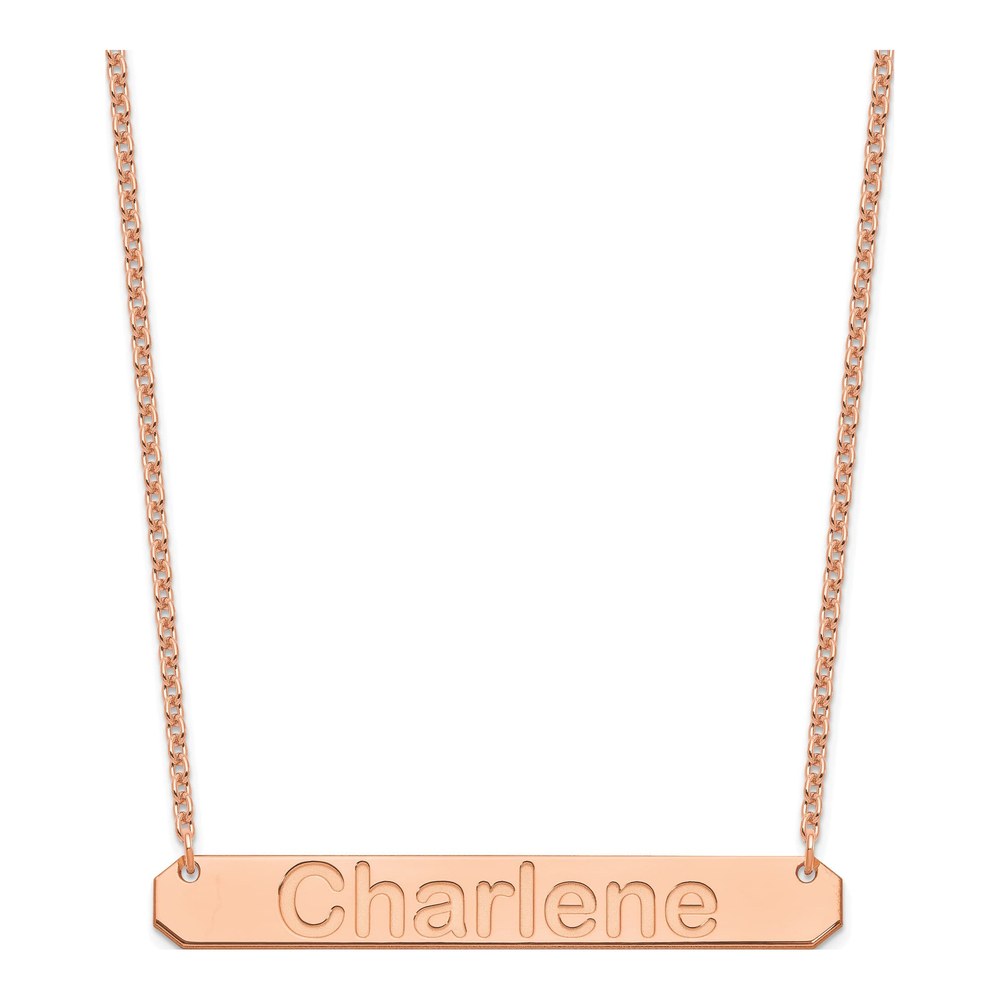 Rose Gold-Plated Sterling Silver Personalized Bar Name Necklace