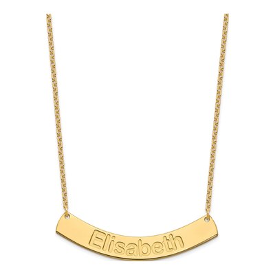 Gold-Plated Sterling Silver Personalized Large Curved Bar Name Necklace – view 2