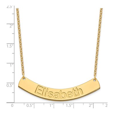 Gold-Plated Sterling Silver Personalized Large Curved Bar Name Necklace – view 3