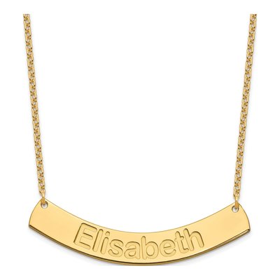 Gold-Plated Sterling Silver Personalized Large Curved Bar Name Necklace