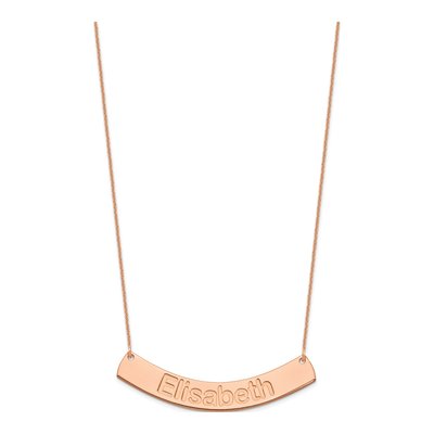 14K Rose Gold Personalized Curved Bar Necklace – view 2