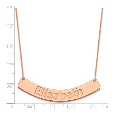 14K Rose Gold Personalized Curved Bar Necklace – view 3