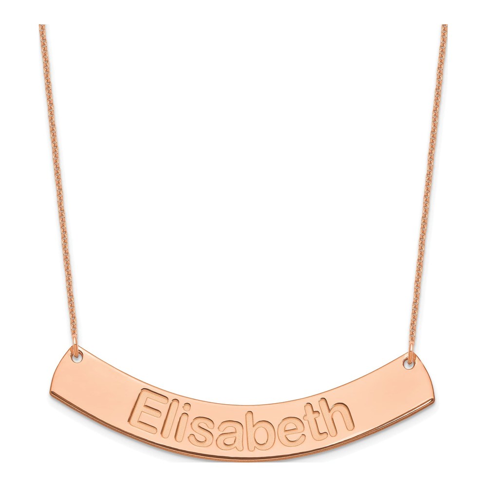 14K Rose Gold Personalized Curved Bar Necklace