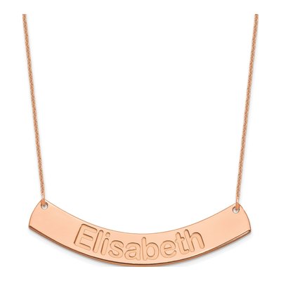 14K Rose Gold Personalized Curved Bar Necklace