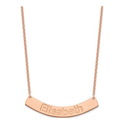 Rose Gold-Plated Sterling Silver Personalized Curved Bar Name Necklace – view 2