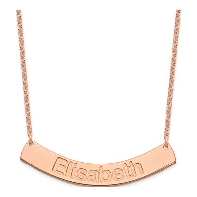 Rose Gold-Plated Sterling Silver Personalized Curved Bar Name Necklace