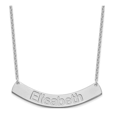 Sterling Silver Personalized Curved Bar Necklace