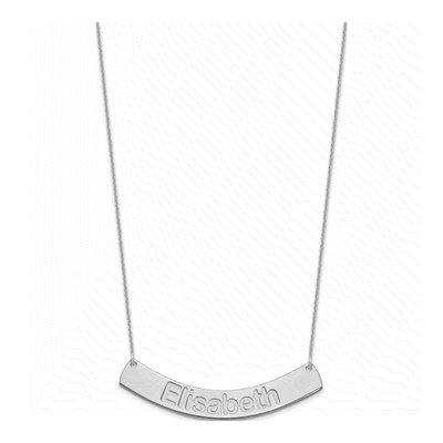 14K White Gold Personalized Curved Bar Necklace – view 2