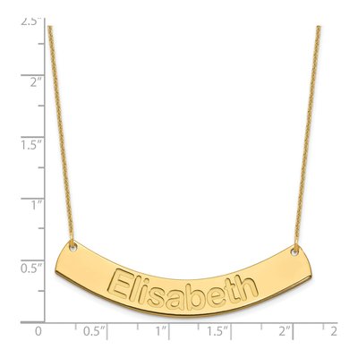 14K Yellow Gold Personalized Curved Bar Necklace – view 3