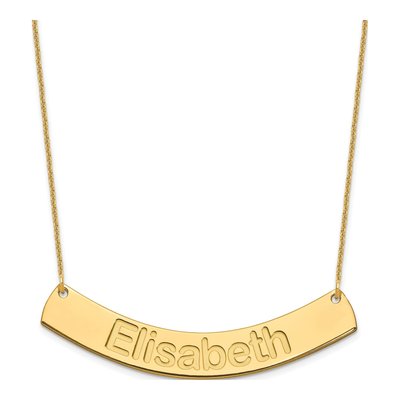 14K Yellow Gold Personalized Curved Bar Necklace