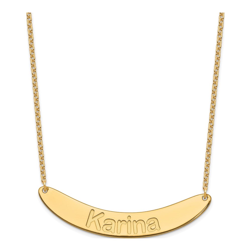 Gold-Plated Sterling Silver Personalized Curved Bar Name Necklace