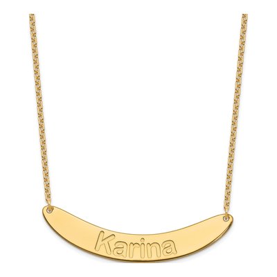 Gold-Plated Sterling Silver Personalized Curved Bar Name Necklace