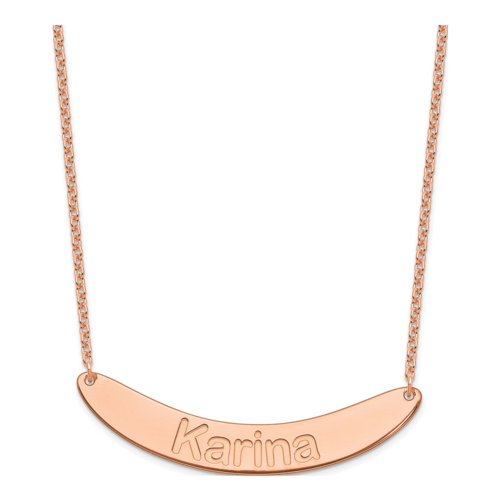 Rose Gold-Plated Sterling Silver Personalized Curved Bar Necklace