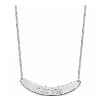 Sterling Silver Personalized Curved Bar Necklace – view 2