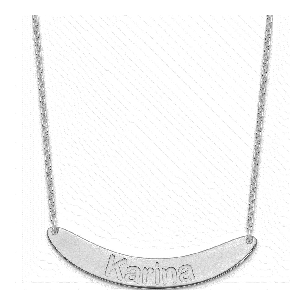 Sterling Silver Personalized Curved Bar Necklace
