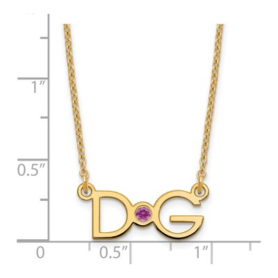 Gold-Plated Sterling Silver Personalized 2-Initials Birthstone Necklace – view 3