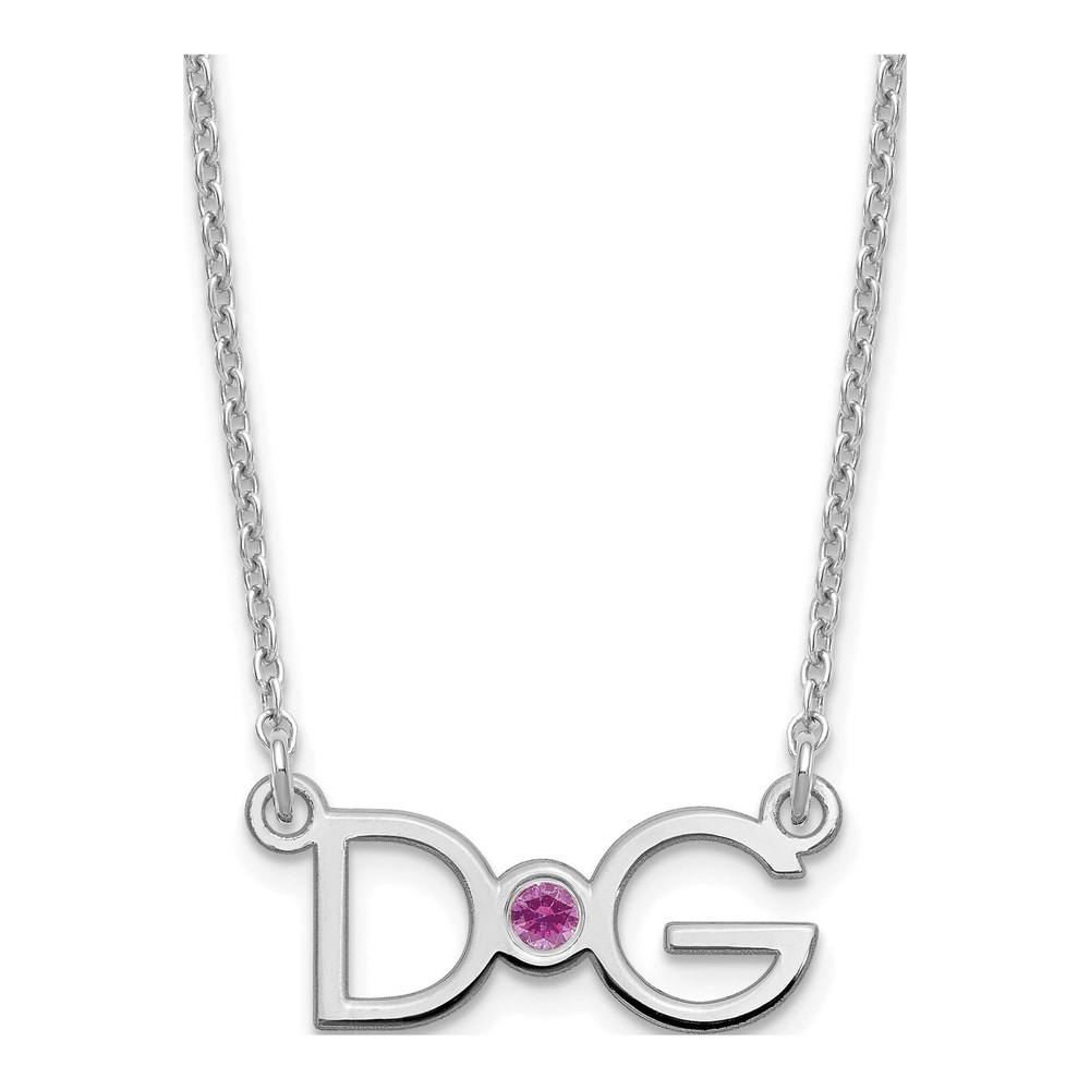 Sterling Silver Personalized Initials Birthstone Necklace