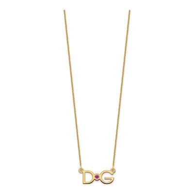 14K Yellow Gold Crystal 2-Initial Birthstone Necklace – view 2