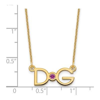 14K Yellow Gold Crystal 2-Initial Birthstone Necklace – view 3