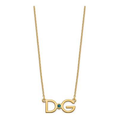 Gold-Plated Sterling Silver Personalized 2-Initial Birthstone Necklace – view 2