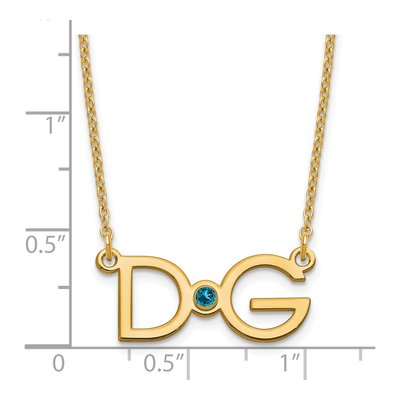Gold-Plated Sterling Silver Personalized 2-Initial Birthstone Necklace – view 3