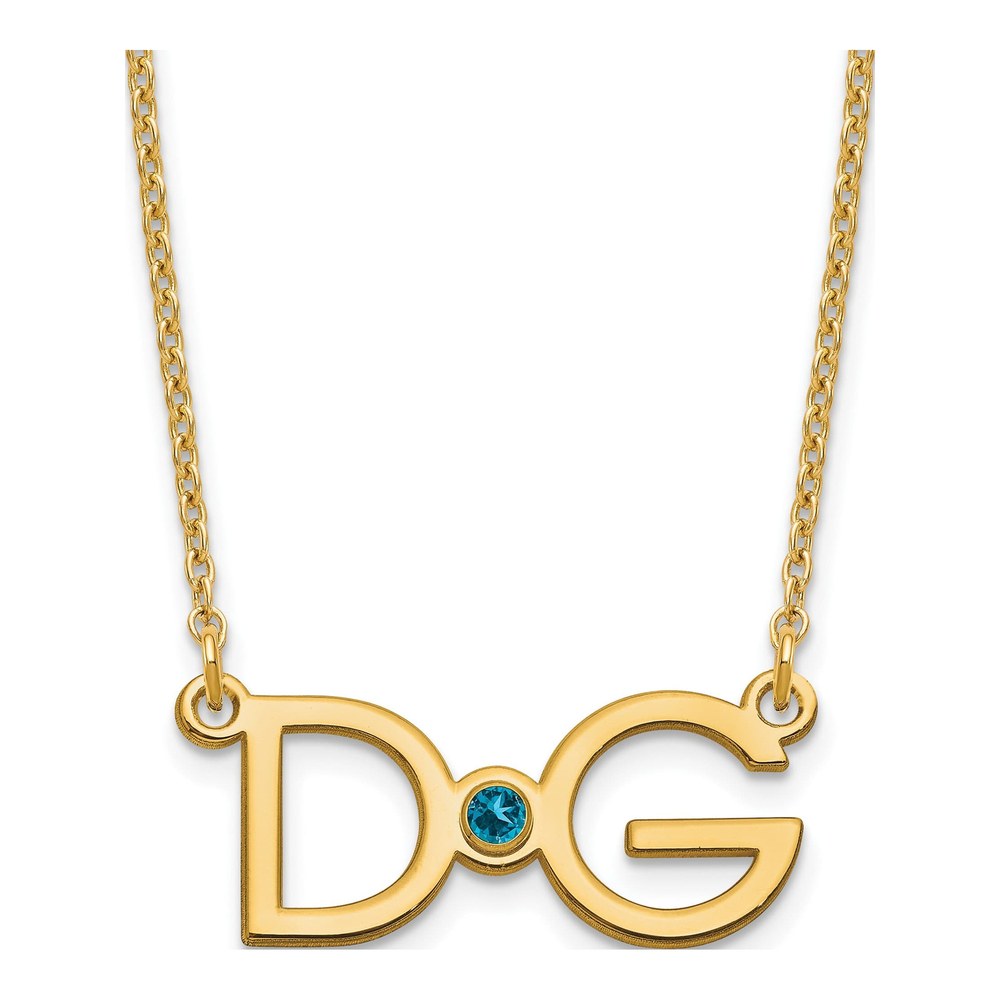 Personalized 2 Initial Birthstone Necklace