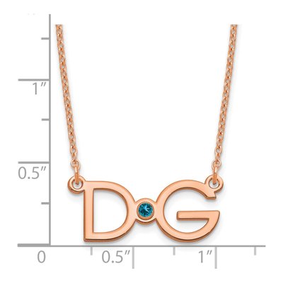 Rose Gold-Plated Sterling Silver Personalized 2-Initial Birthstone Necklace – view 2