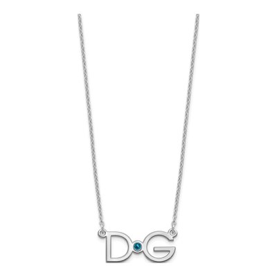 Sterling Silver Personalized 2-Initial Birthstone Necklace – view 2
