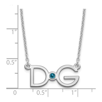 Sterling Silver Personalized 2-Initial Birthstone Necklace – view 3