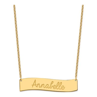 Gold-Plated Sterling Silver Personalized Curved Bar Necklace – view 2
