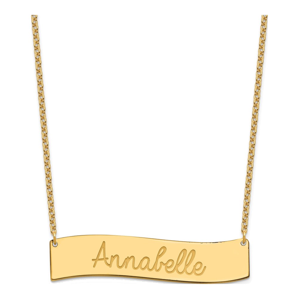 Gold-Plated Sterling Silver Personalized Curved Bar Necklace