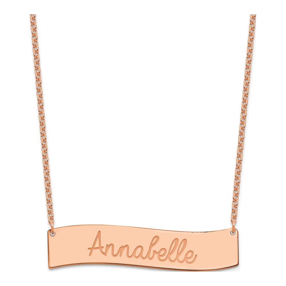 Rose Gold-Plated Sterling Silver Personalized Heart Bar Necklace