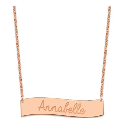 Rose Gold-Plated Sterling Silver Personalized Heart Bar Necklace