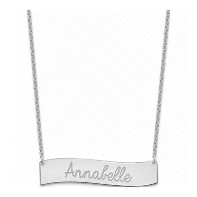 Sterling Silver Curved Bar 'always My Heart' Necklace – view 2