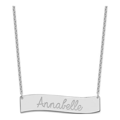 Sterling Silver Curved Bar 'always My Heart' Necklace