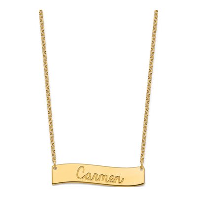 Gold-Plated Sterling Silver Personalized Curved Bar Necklace – view 2