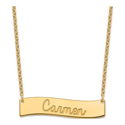 Gold-Plated Sterling Silver Personalized Curved Bar Necklace