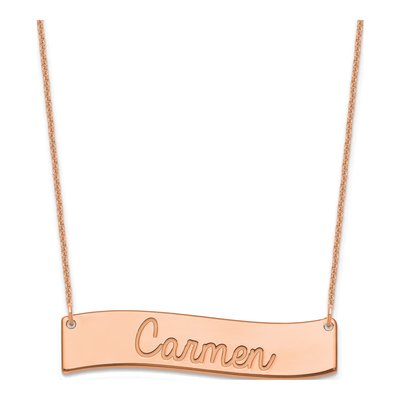 14K Rose Gold Curved Bar Necklace