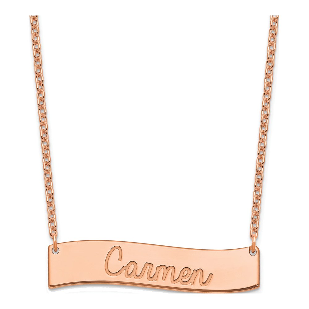 Rose Gold-Plated Sterling Silver Personalized Bar Necklace