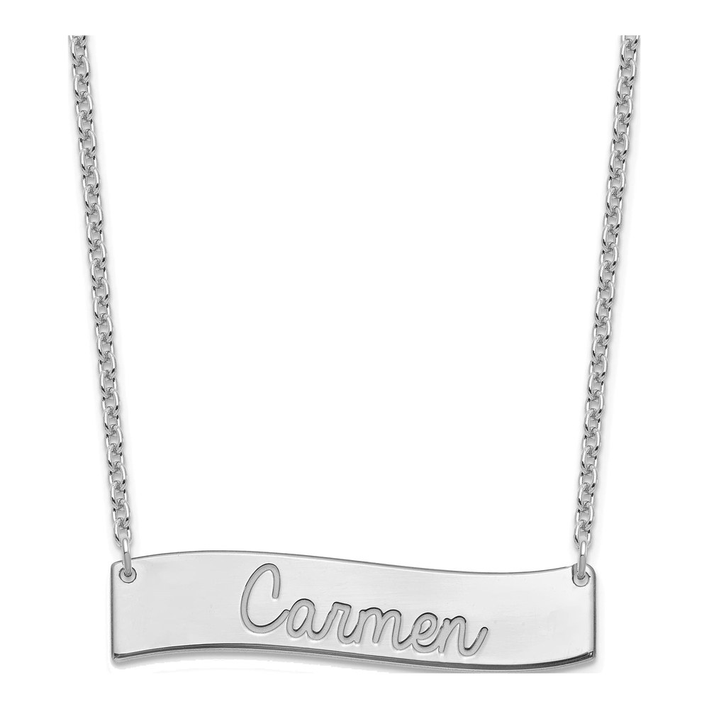 Sterling Silver Curved Bar Necklace