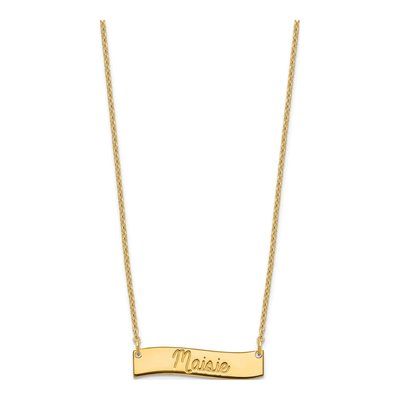 Gold-Plated Sterling Silver Personalized Curved Bar Necklace – view 2