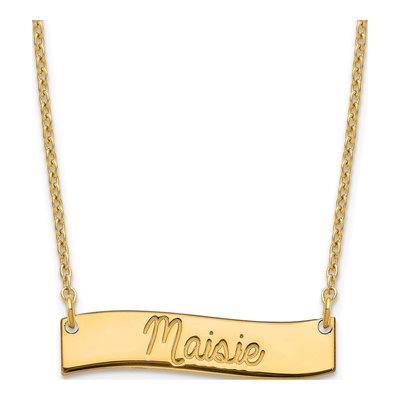 Gold-Plated Sterling Silver Personalized Curved Bar Necklace