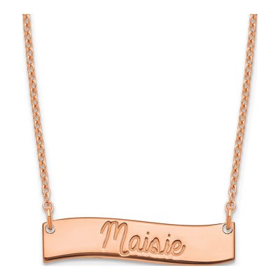 Rose Gold-Plated Sterling Silver Always My Heart Curved Bar Necklace