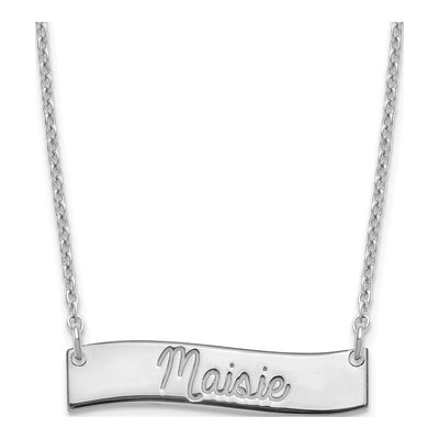 Sterling Silver Personalized Always My Heart Bar Necklace