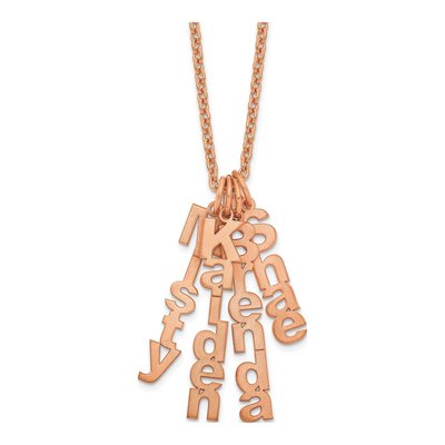 Personalized Rose-Plated 4-Name Vertical Necklace, 18 In