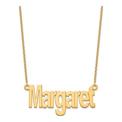 Gold-Plated Sterling Silver Personalized Large Name Plate Necklace – view 2