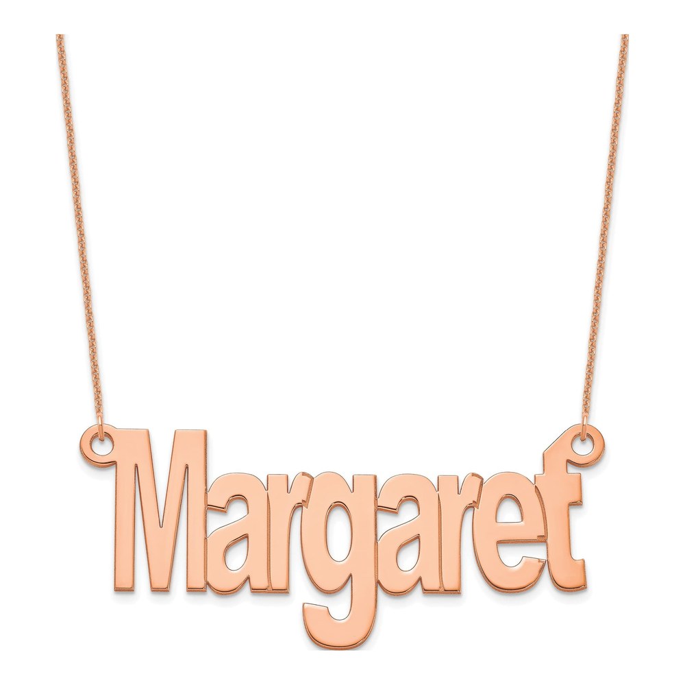 14K Rose Gold Personalized Large Name Plate Necklace