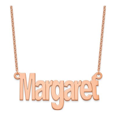 Rose Gold-Plated Sterling Silver Large Name Plate Necklace