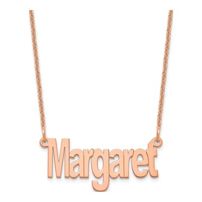 14K Rose Gold Small Personalized Name Plate Necklace