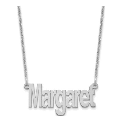 14K White Gold Personalized Name Plate Necklace